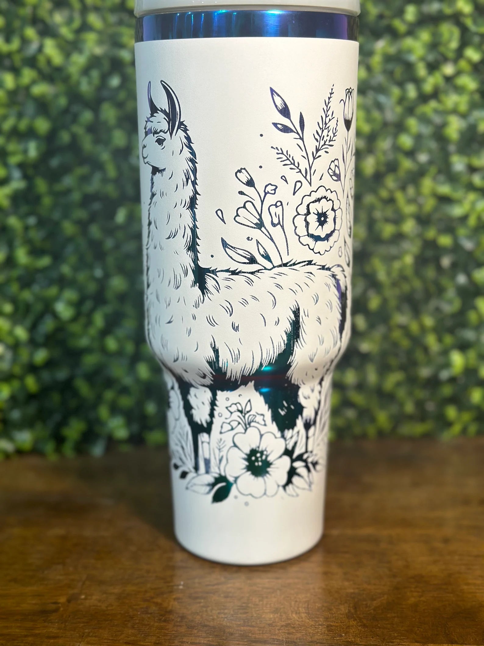 Elegant Rainbow Plated Llama 40 ounce Handled Tumbler image 0