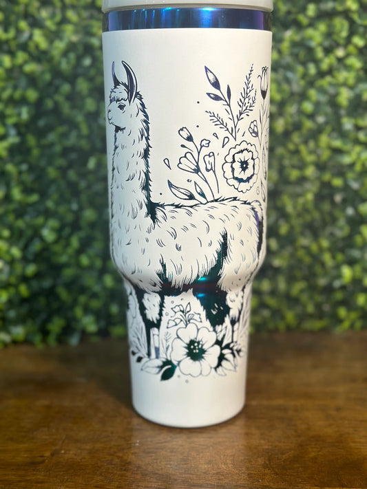 Elegant Rainbow Plated Llama 40 ounce Handled Tumbler image 0
