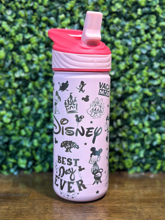 Disney Vibes Laser Engraved Water Bottle - Fun Vacation Essential image 0