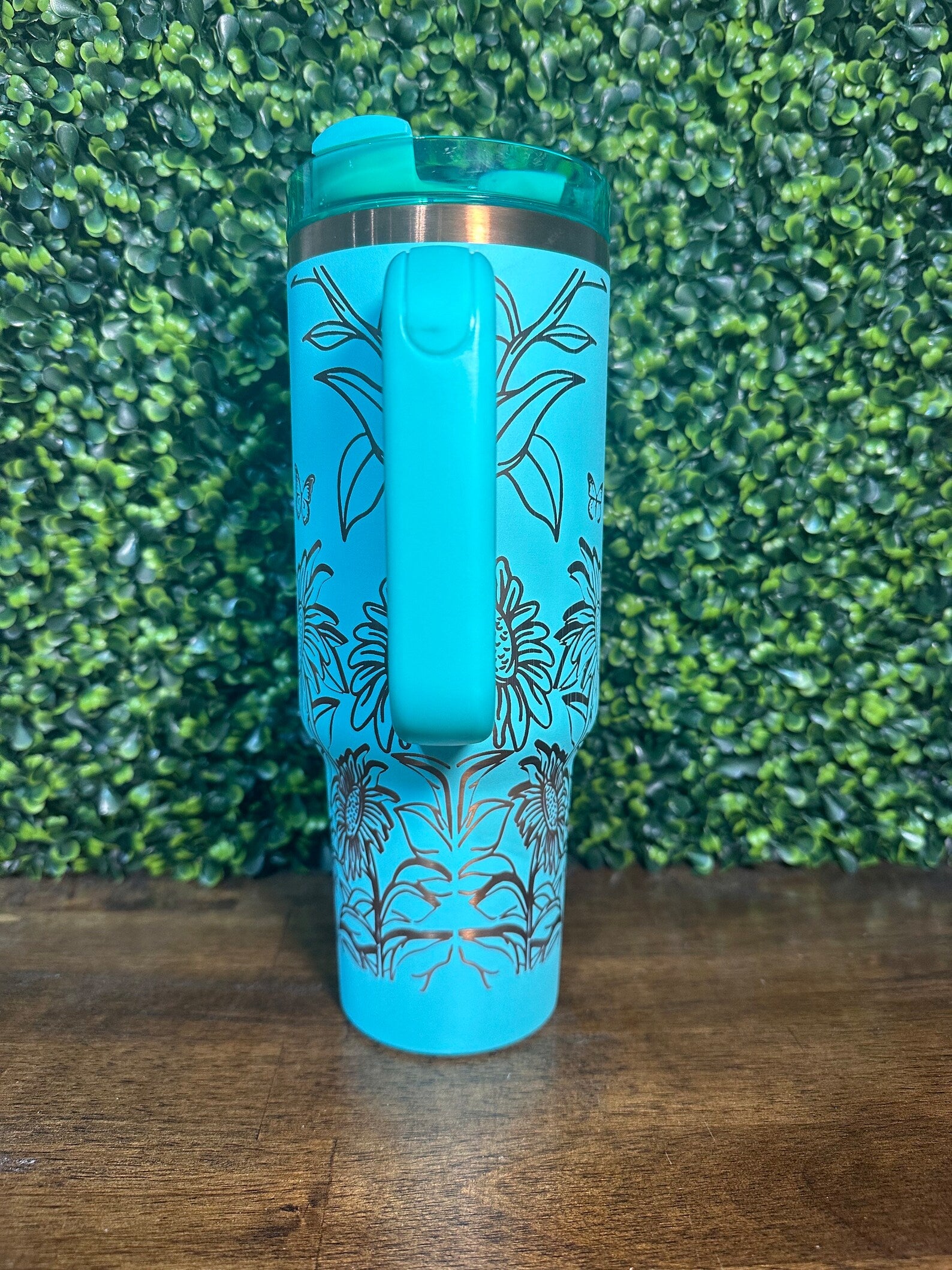 Unique Highland Cow Tumbler | Mint Green + Copper | Large 40 oz | Whimsical Anim image 3