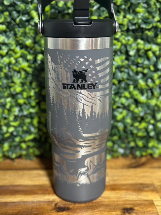 Hunting.Fishing Patriotic Authentic Stanley Flip Top Tumbler image 0
