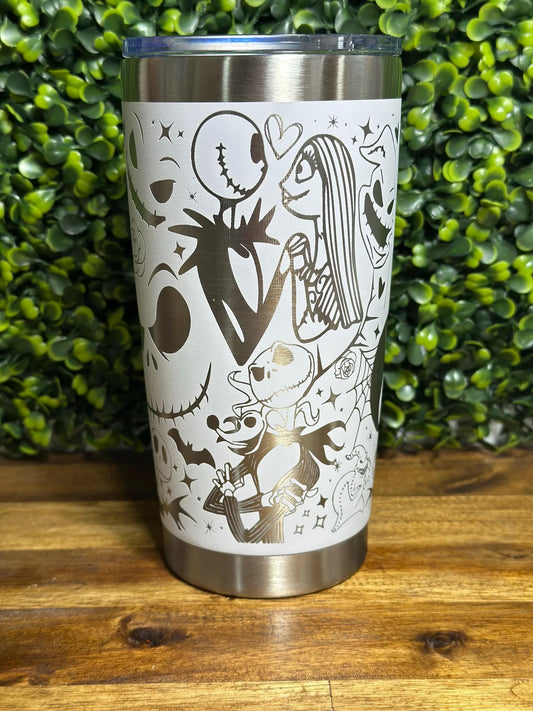 Nightmare Before Christmas Laser Engrave Wrapped Tumbler image 0