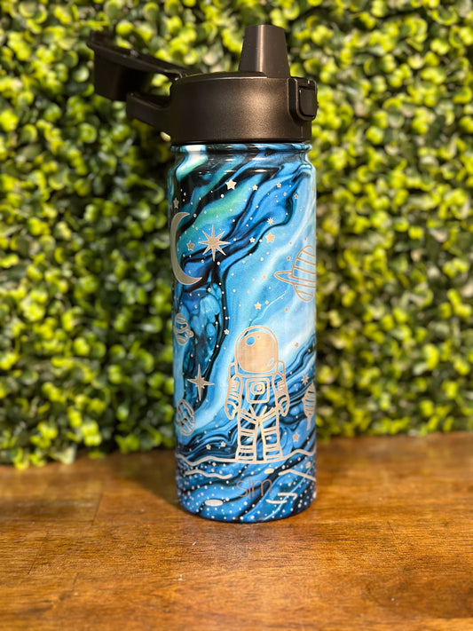 Space Themed Engraved Kids Water Bottle image 0