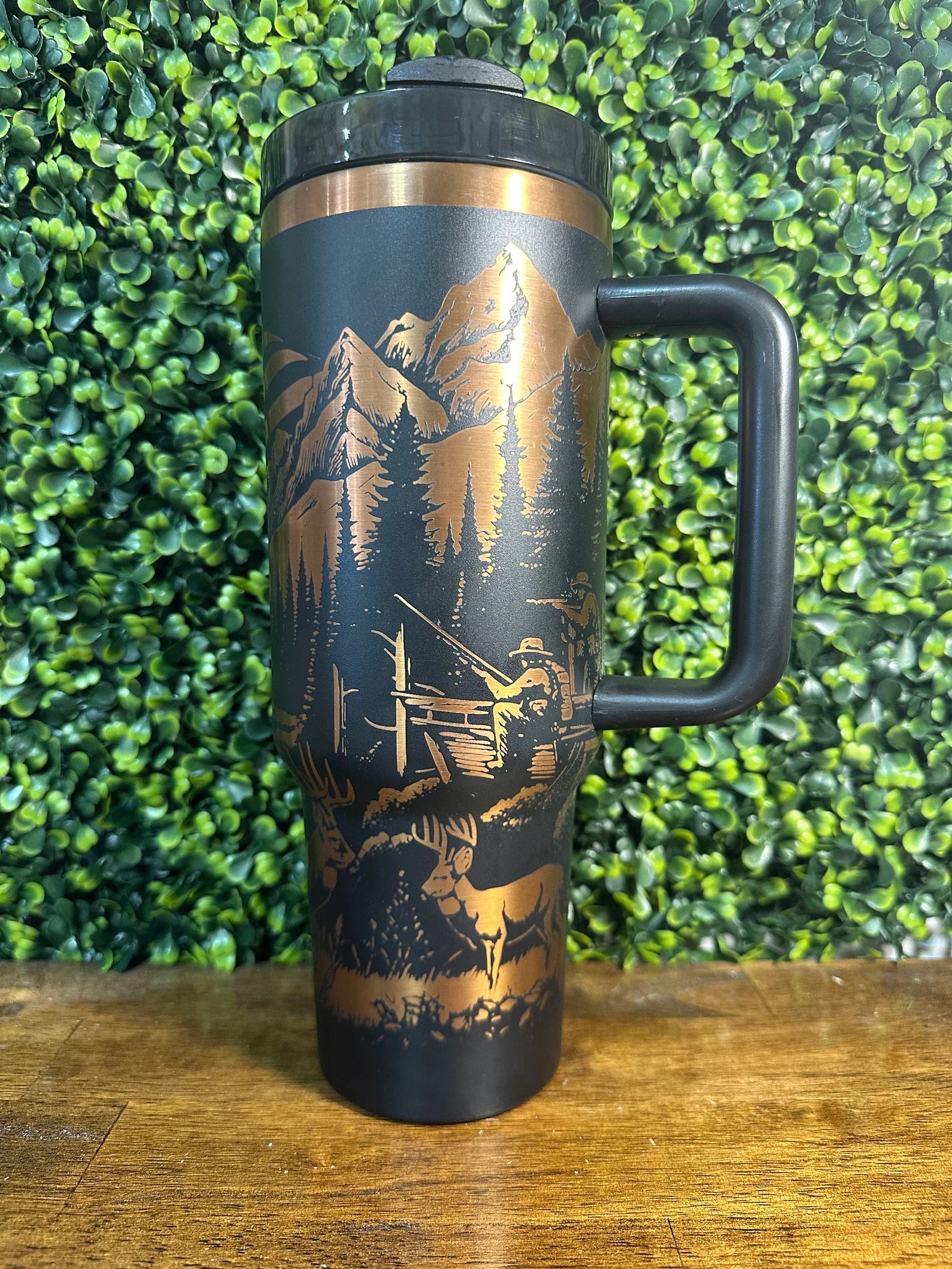 Stunning Deer with American Flag Laser Engraved Copper/Gold Plated Tumbler image 2