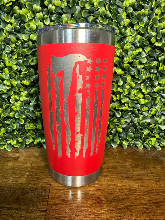 Show Your Support with Fireman Flag Tumbler - 20 oz - Engraved Stainless Steel C image 1