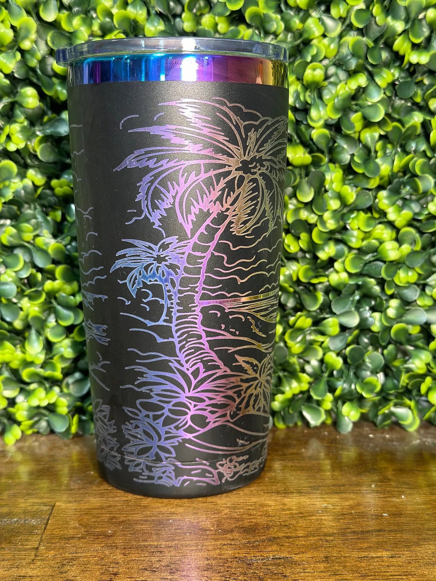 Palm Tree Rainbow / Laser Engraved Tumbler 20 oz image 2