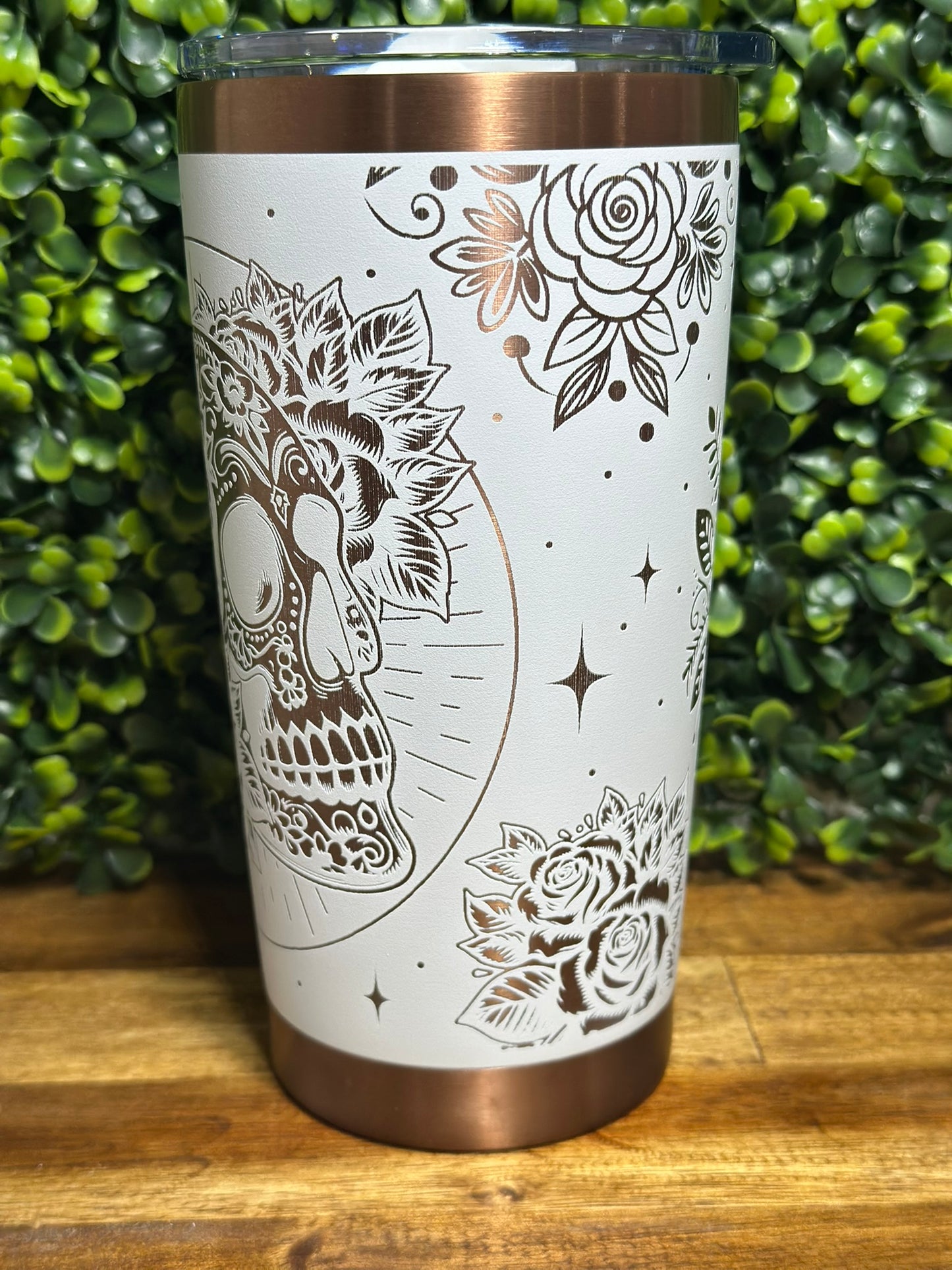 Skull and Rose Copper Plated 20 ounce Tumbler image 2