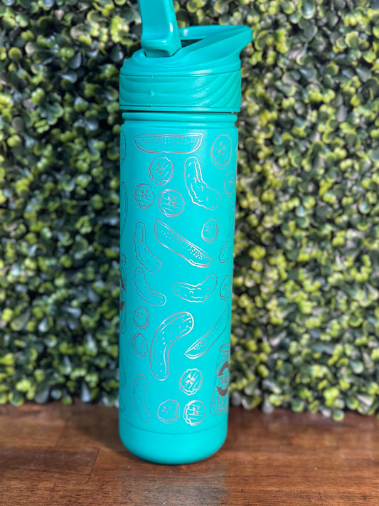 Quirky Pickle Green Water Bottle, Perfect for Pickle Fanatics image 0