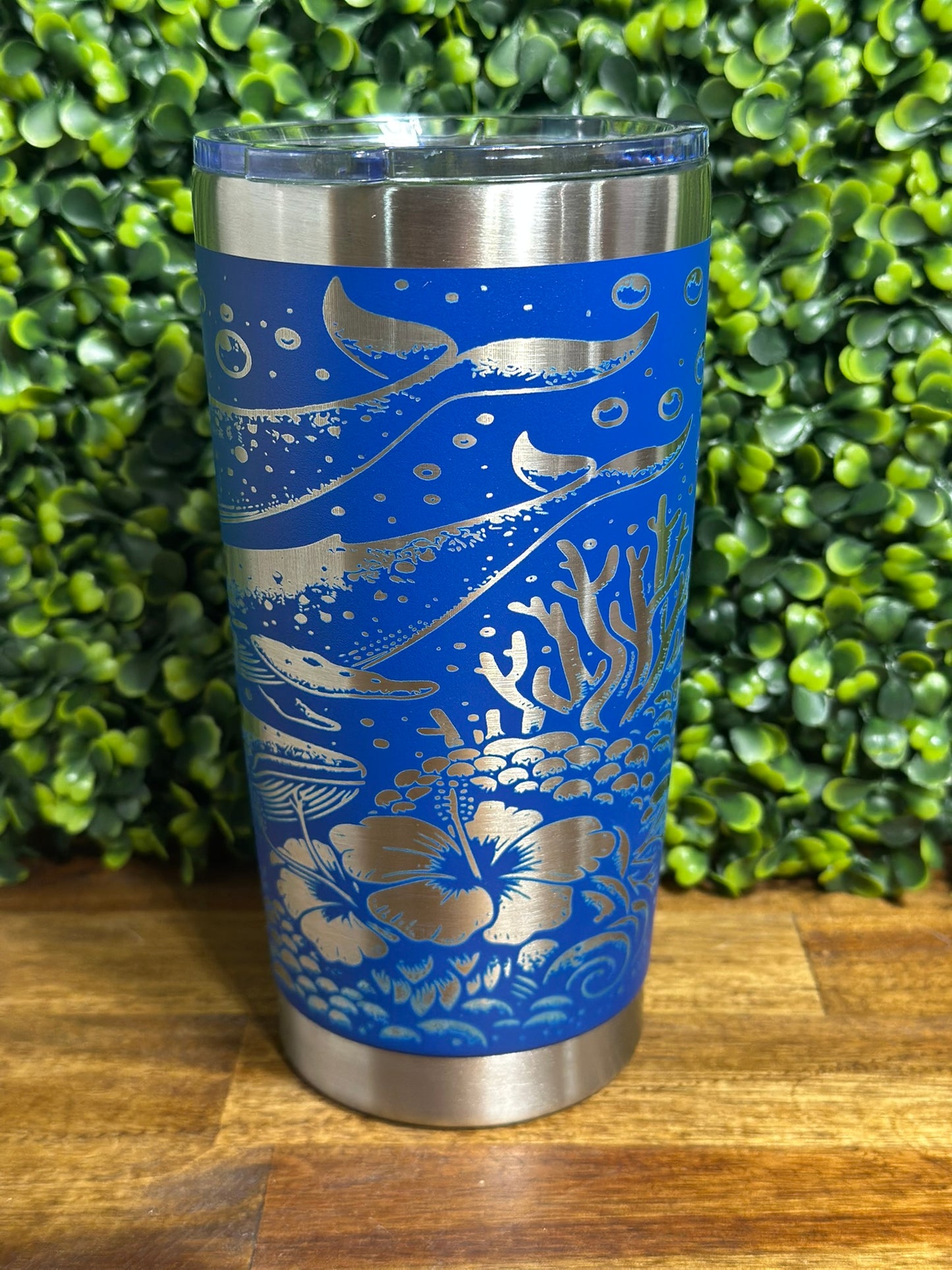 Whales Under the Sea 20 ounce Blue Tumbler image 2