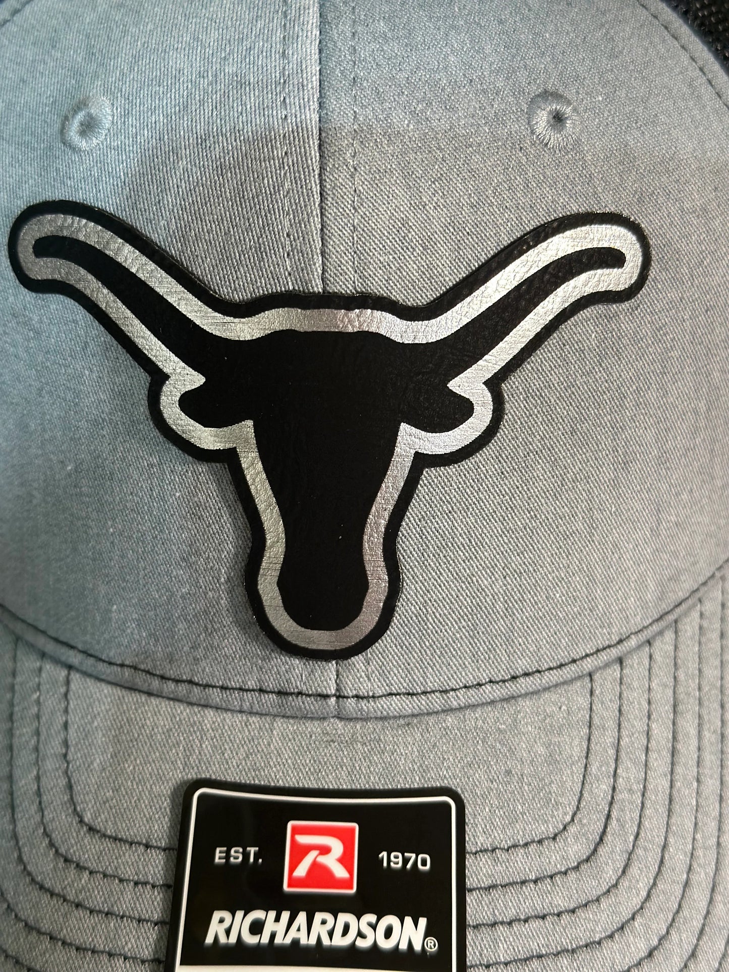 Custom Leather Engraved Longhorn Trucker Hat