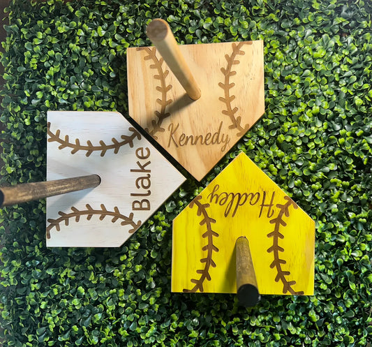Handmade Wooden Ring Holder for Baseball/Softball Fans - Name Customization image 0