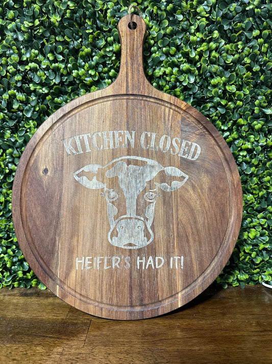 Funny Kitchen Sign - Humorous Closed Kitchen Quote - Cow Decor image 0
