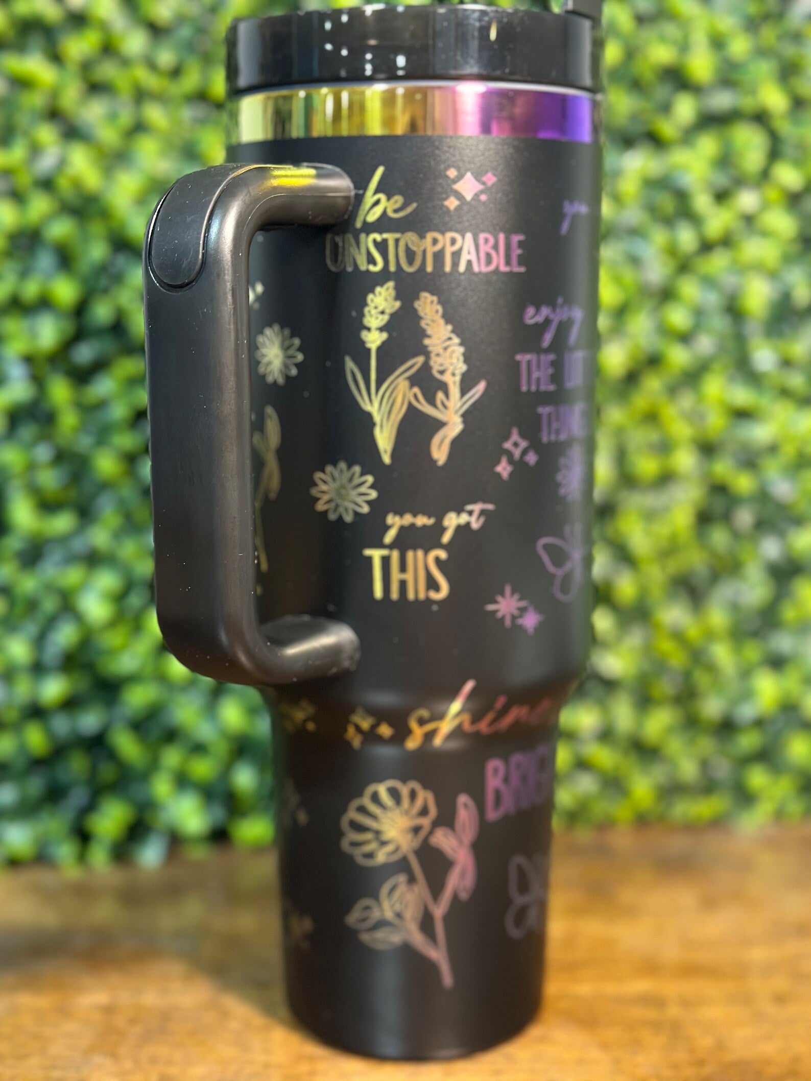 Stay Positive with this Gorgeous Rainbow Plated 40 oz Tumbler - Just Breathe image 3