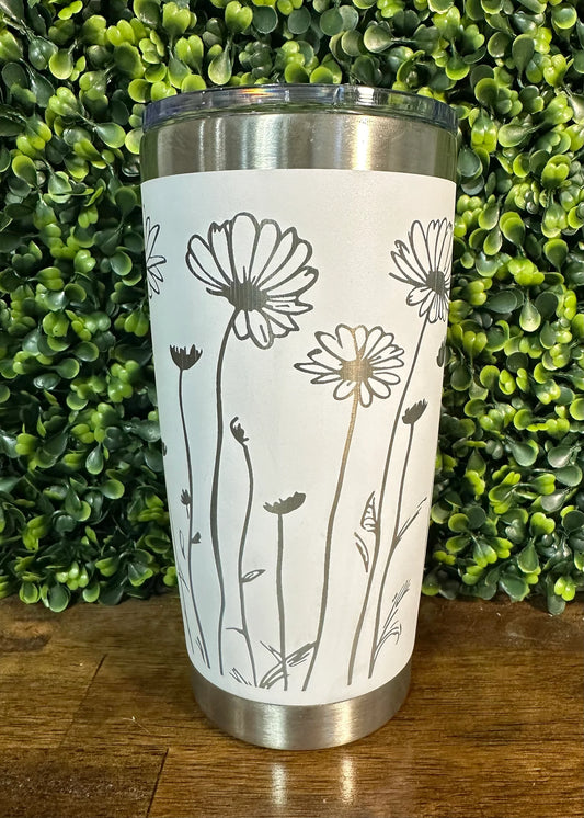 Personalized Floral Tumbler - 20 oz Custom Engraved Cup image 0
