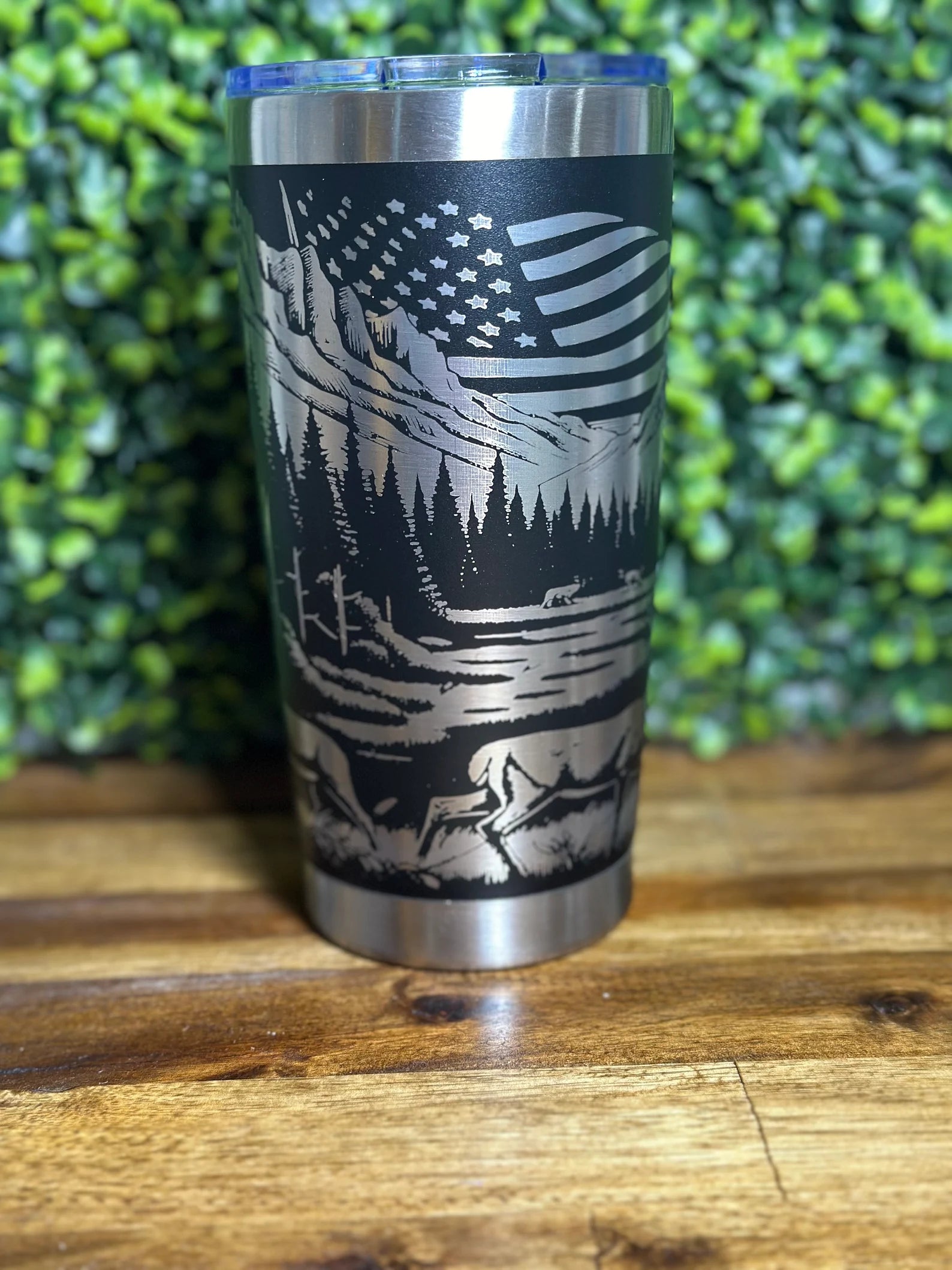 Hunting.Fishing Patriotic Scenic View Stainless Steel Tumbler image 0