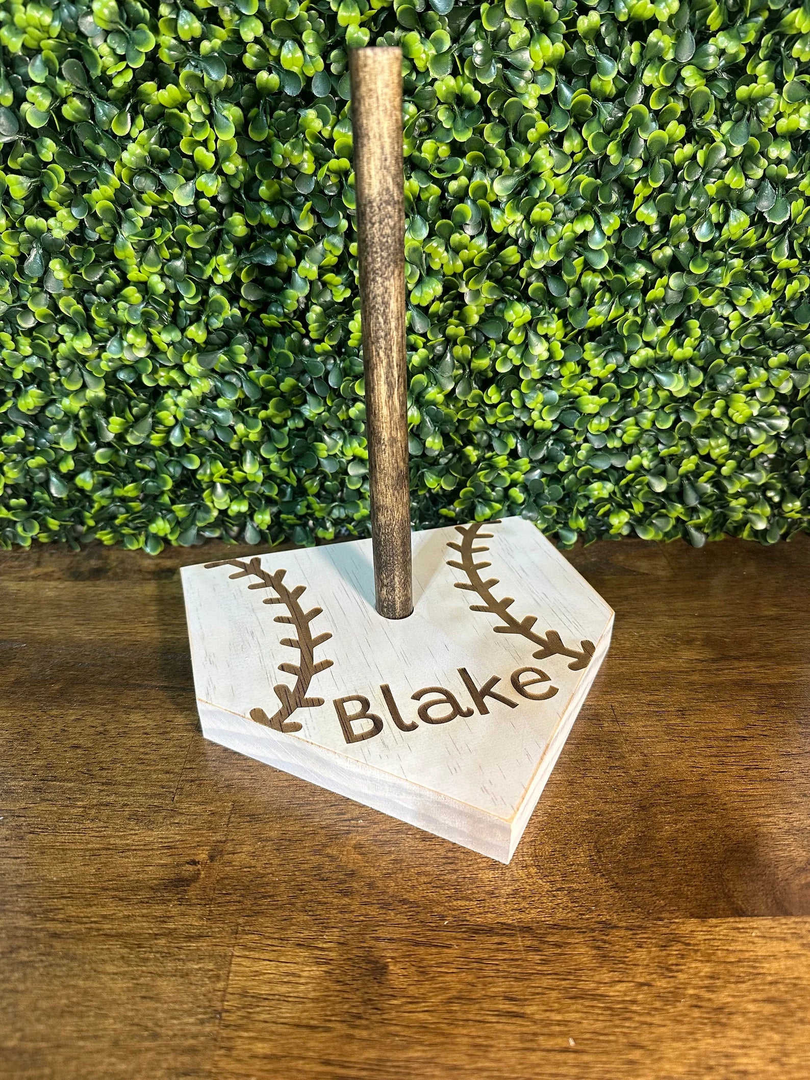 Handmade Wooden Ring Holder for Baseball/Softball Fans - Name Customization image 1