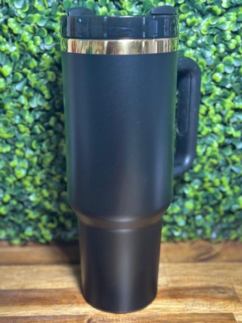 Black 40 oz Gold Plated Stainless Steel Tumbler
