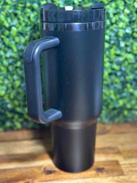 Black 40 oz Matte Black Plated Stainless Steel Tumbler