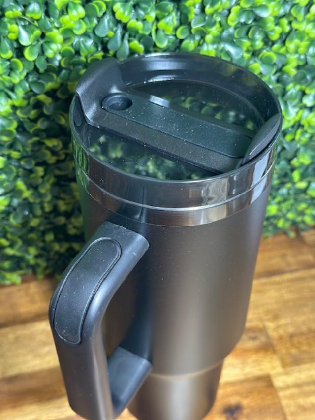 Black 40 oz Matte Black Plated Stainless Steel Tumbler