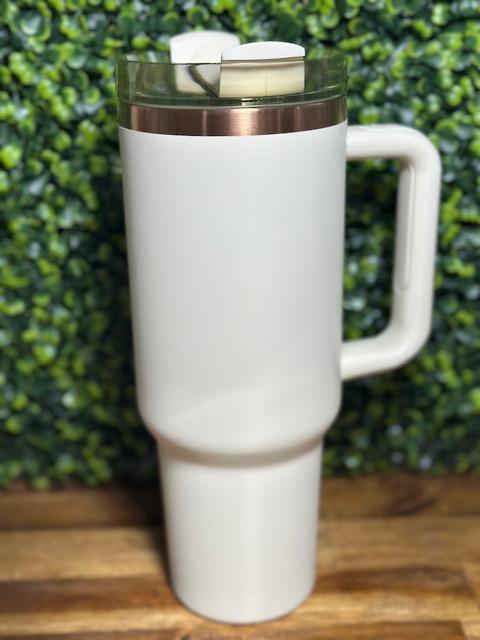 Cream 40 oz Copper Plated Stainless Steel Tumbler