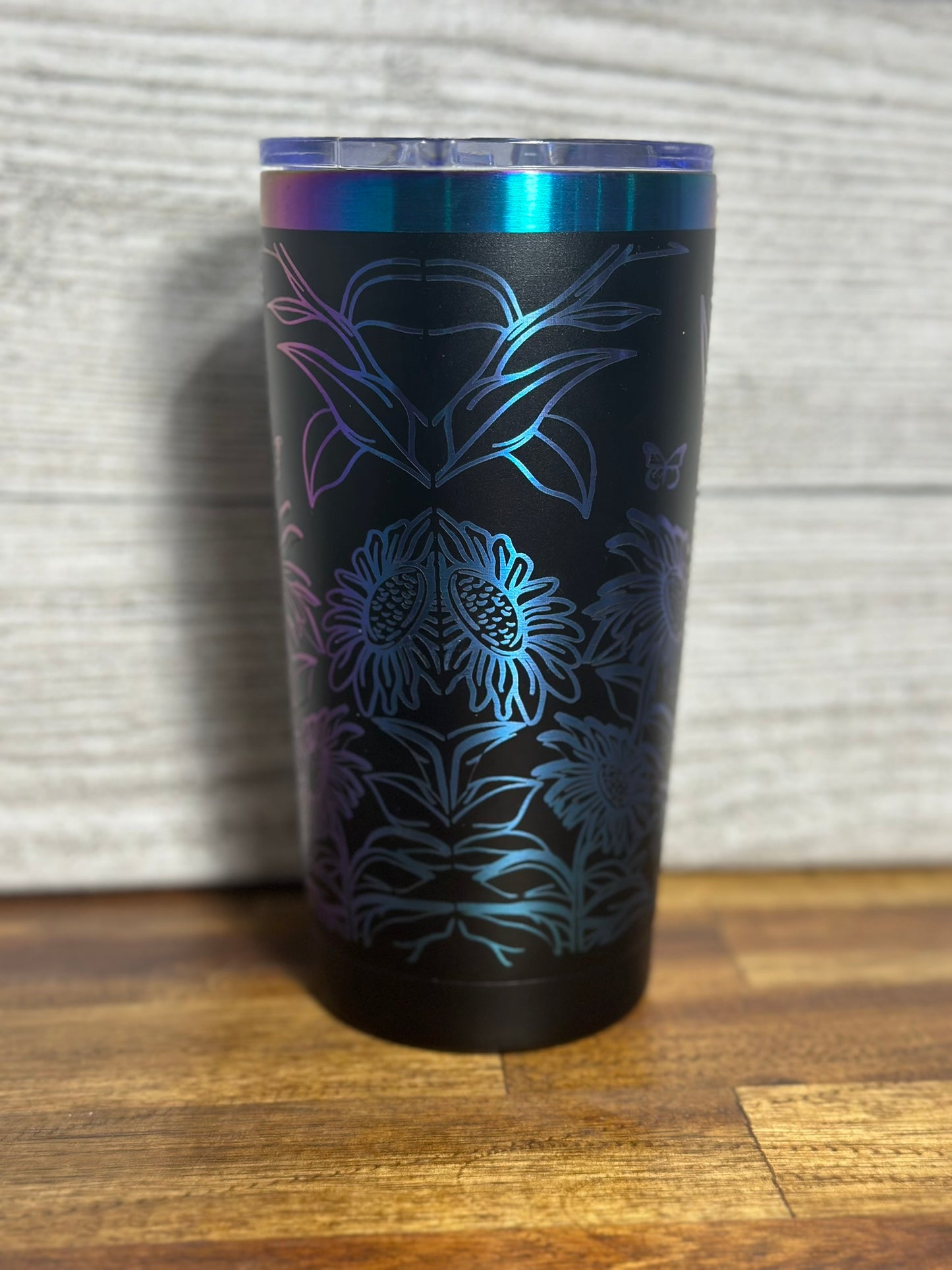 Blue/purple Ombre Plated Highland Cow 20 Ounce Tumbler