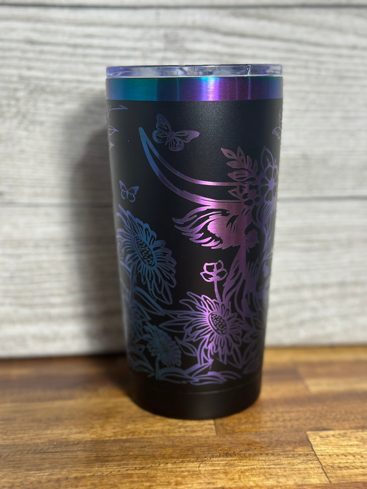Blue/purple Ombre Plated Highland Cow 20 Ounce Tumbler