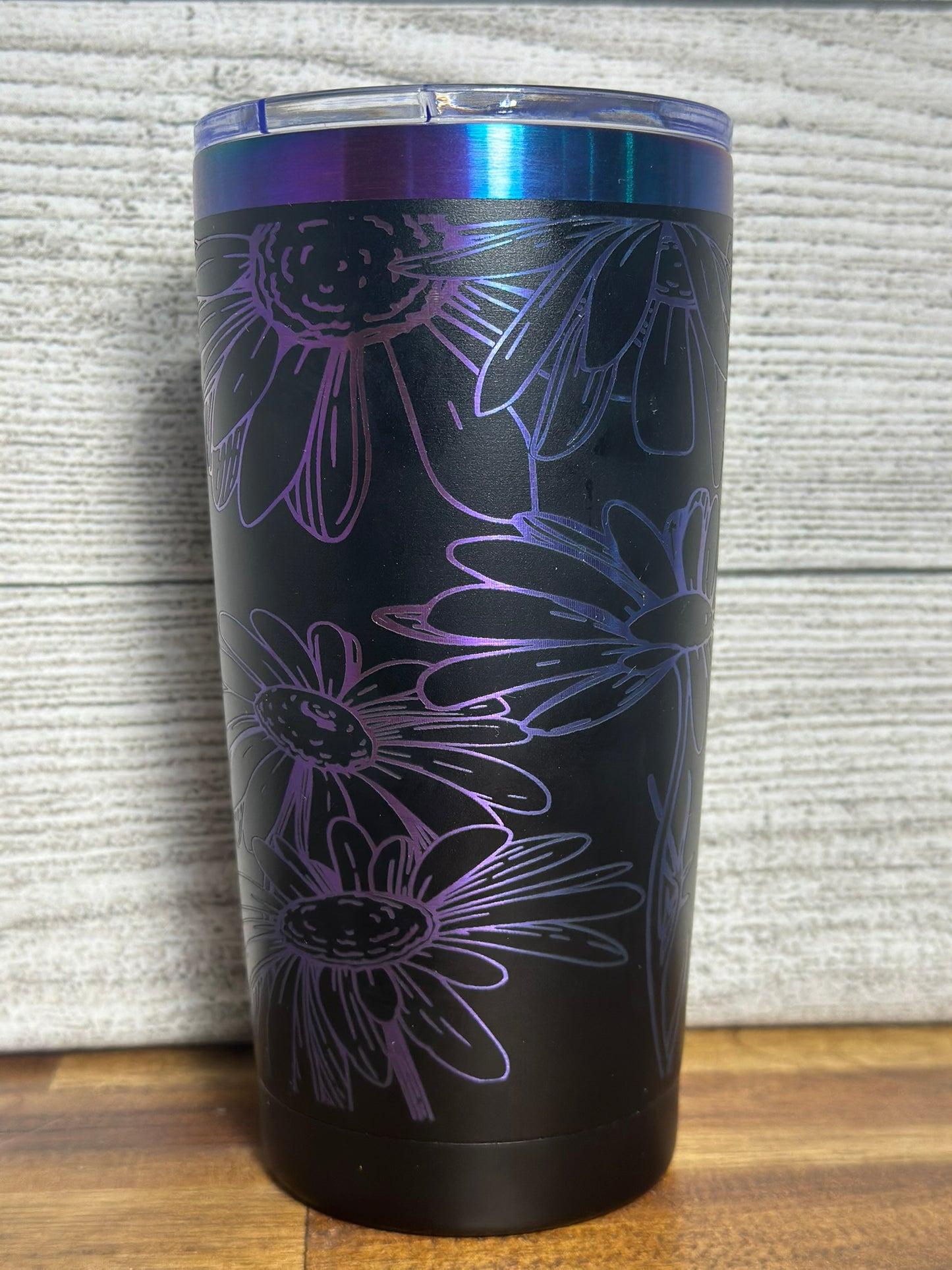 Blue/Purple Ombre Plated Daisy 20 ounce Tumbler