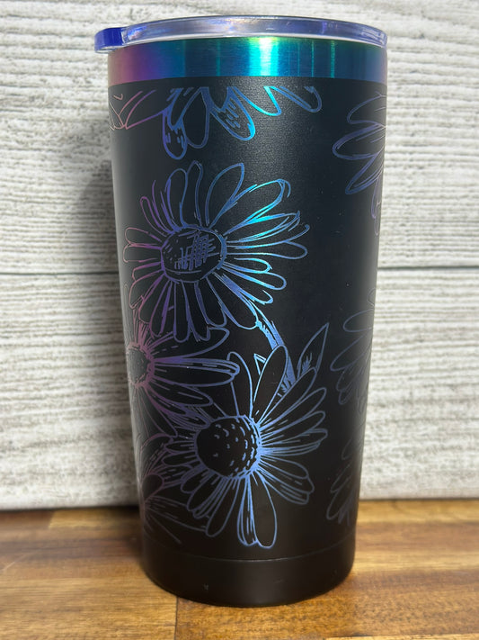 Blue/Purple Ombre Plated Daisy 20 ounce Tumbler