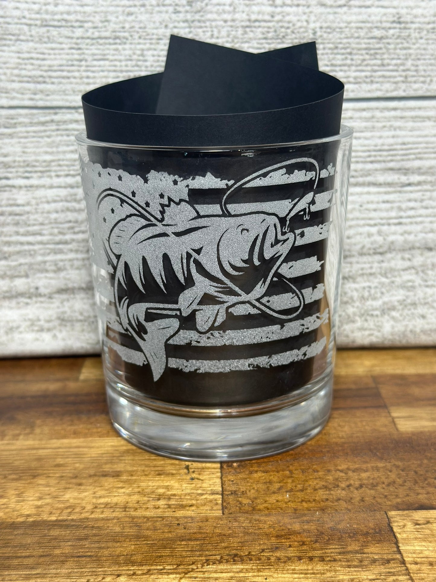 Bass Fishing Engraved Whiskey Glass - 8 ounce