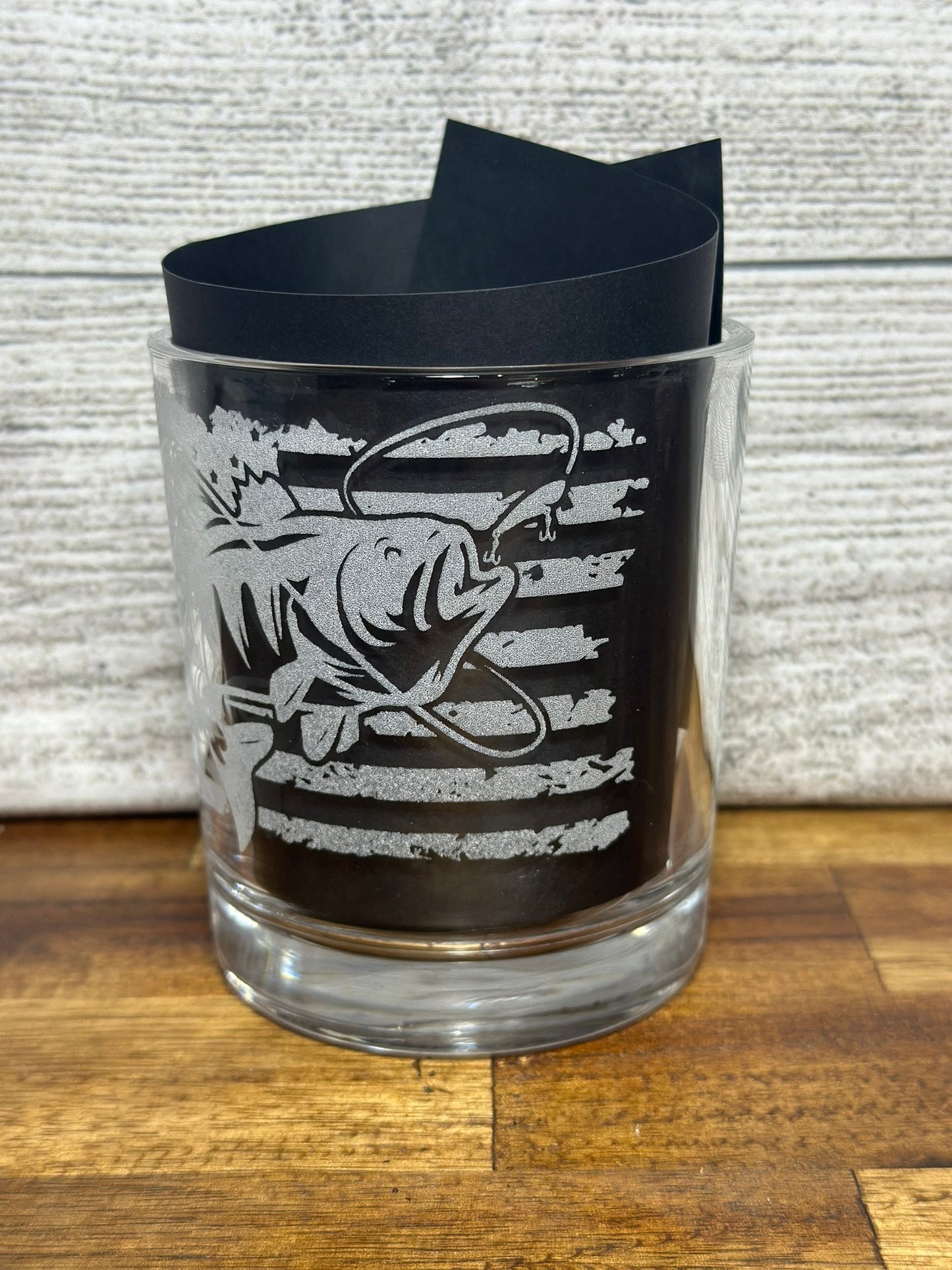 Bass Fishing Engraved Whiskey Glass - 8 ounce