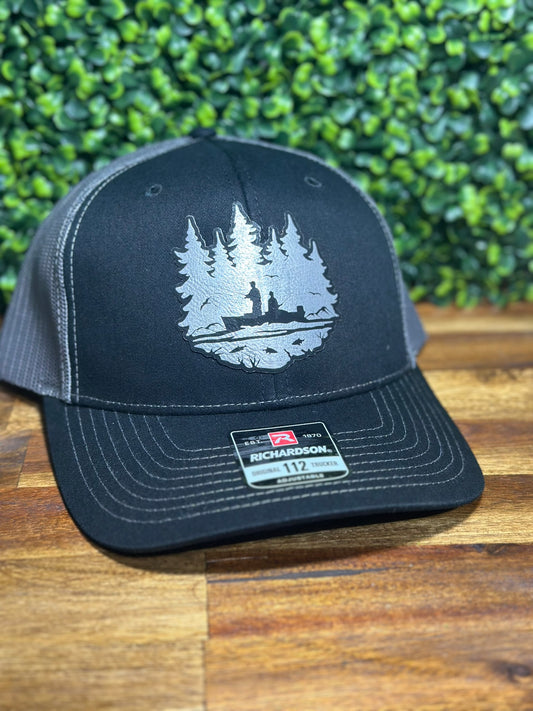 Fishermen scenic leather patch truck hat