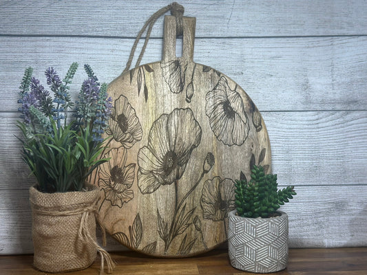 Decorate Poppy Laser Engraved Cutting Board - Large