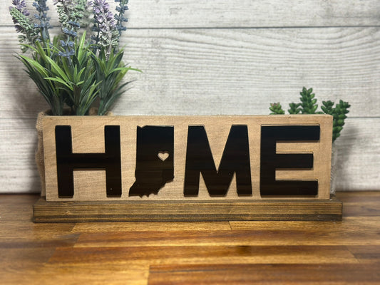 Indiana Home Sign - Raised Black Letters