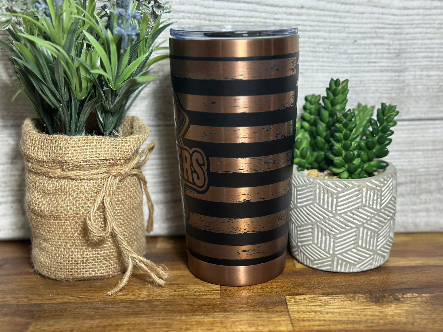 Patriotic Firemen Copper Plated Tumbler - 20 ounce