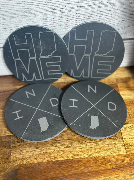 Slate Indiana Coaster Set of Four
