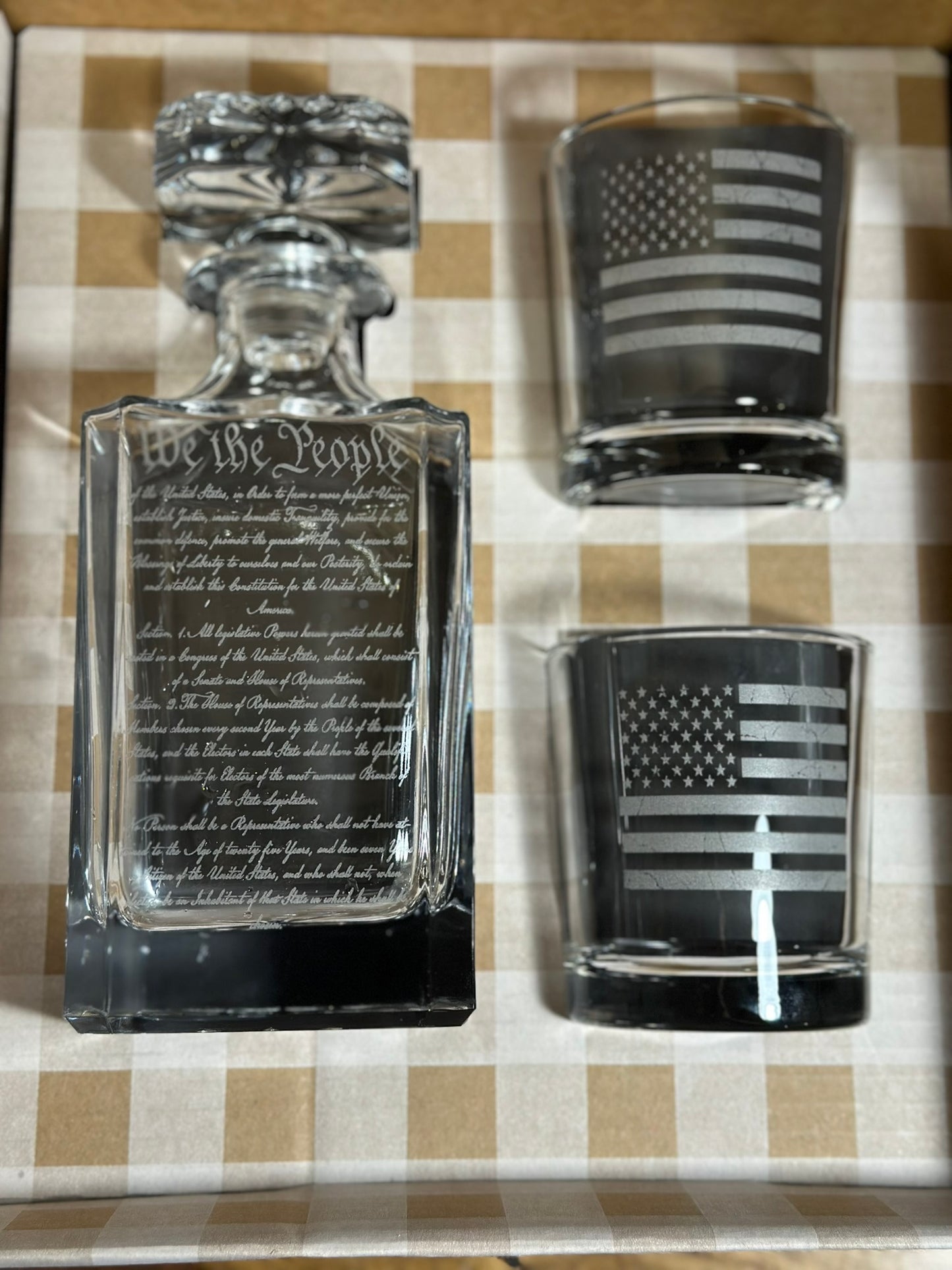 We The People Decanter and Whiskey Glass Set