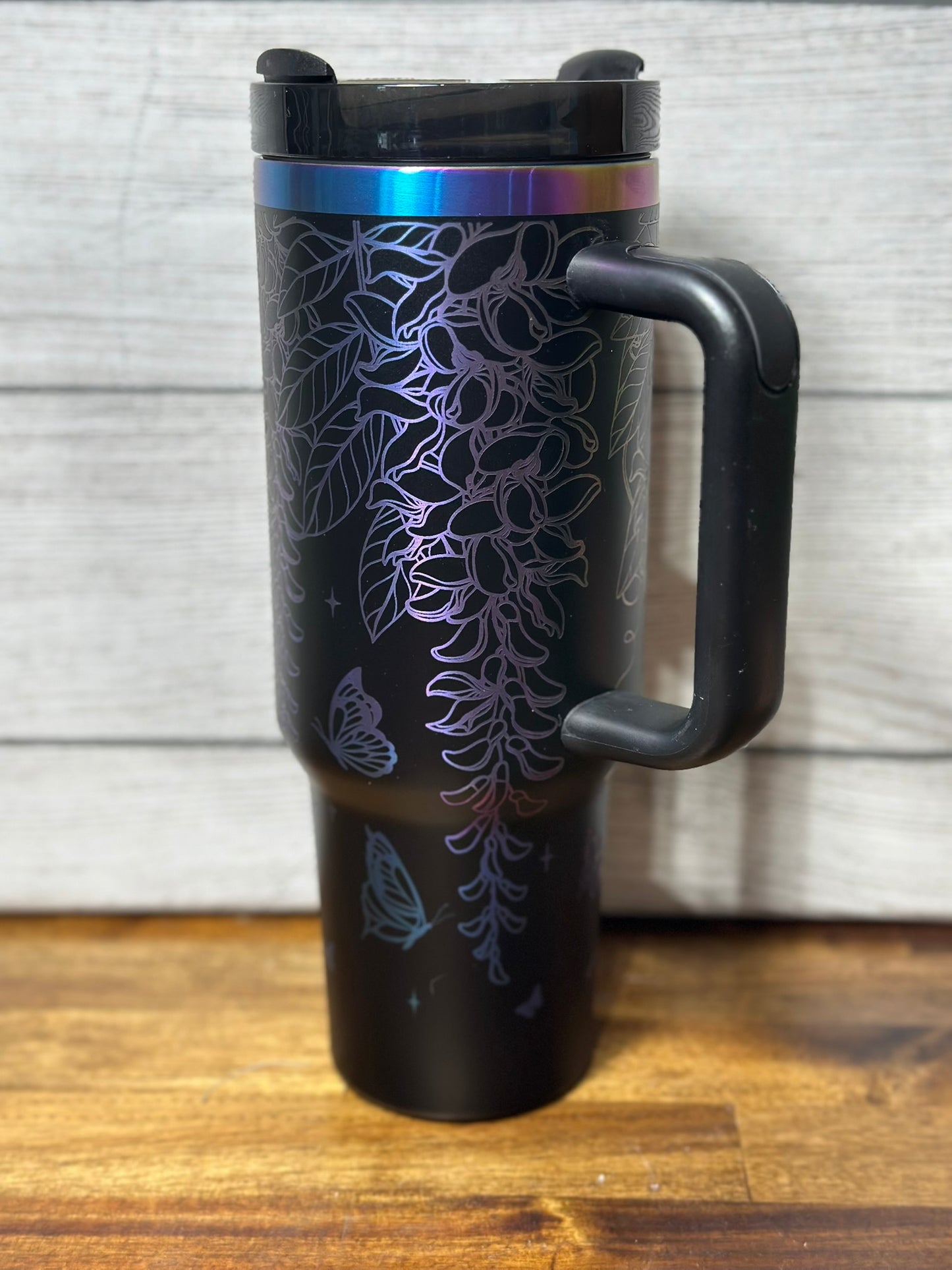 Wisteria Floral Laser Engraved Ombre Tumbler
