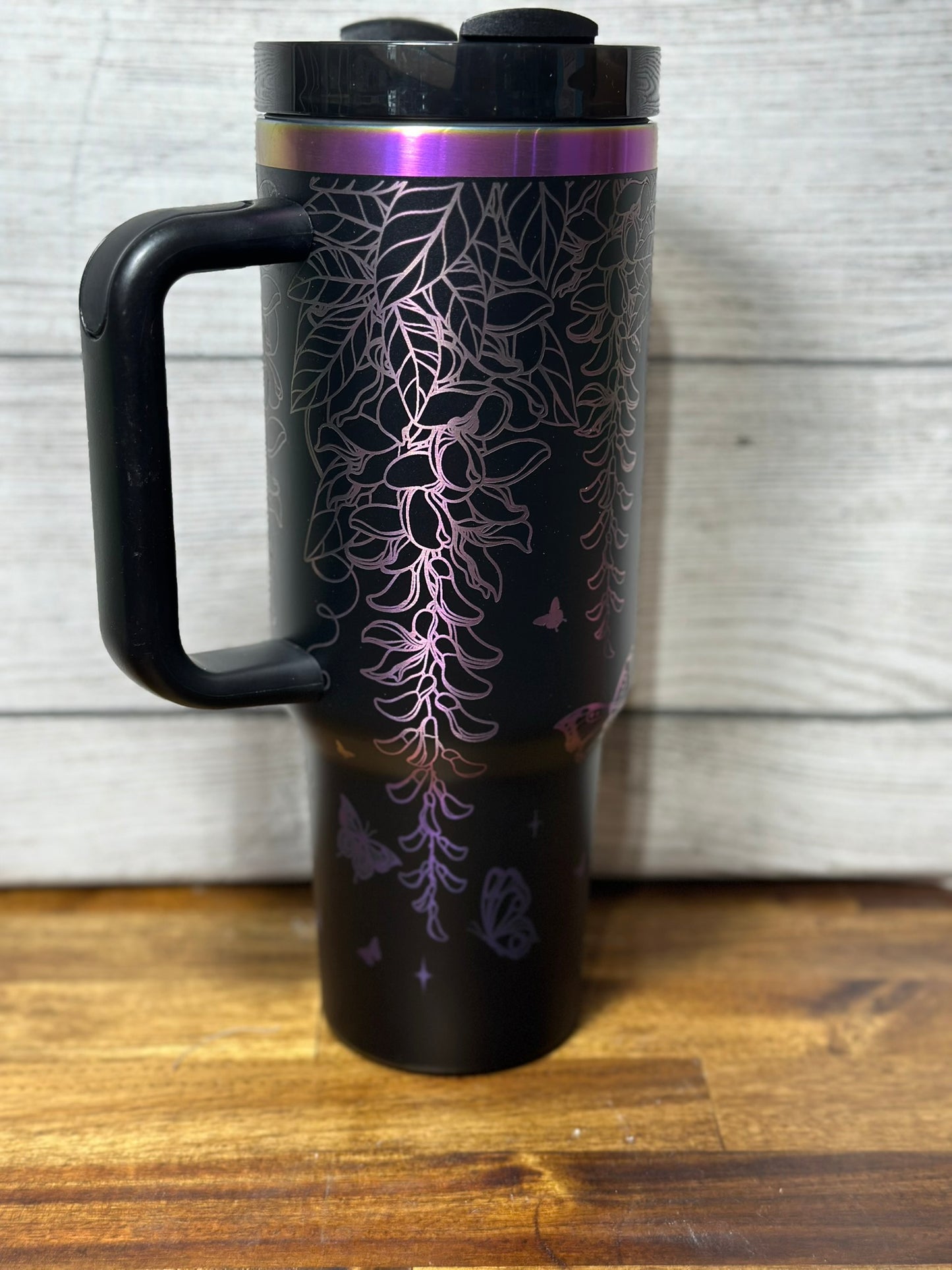 Wisteria Floral Laser Engraved Ombre Tumbler