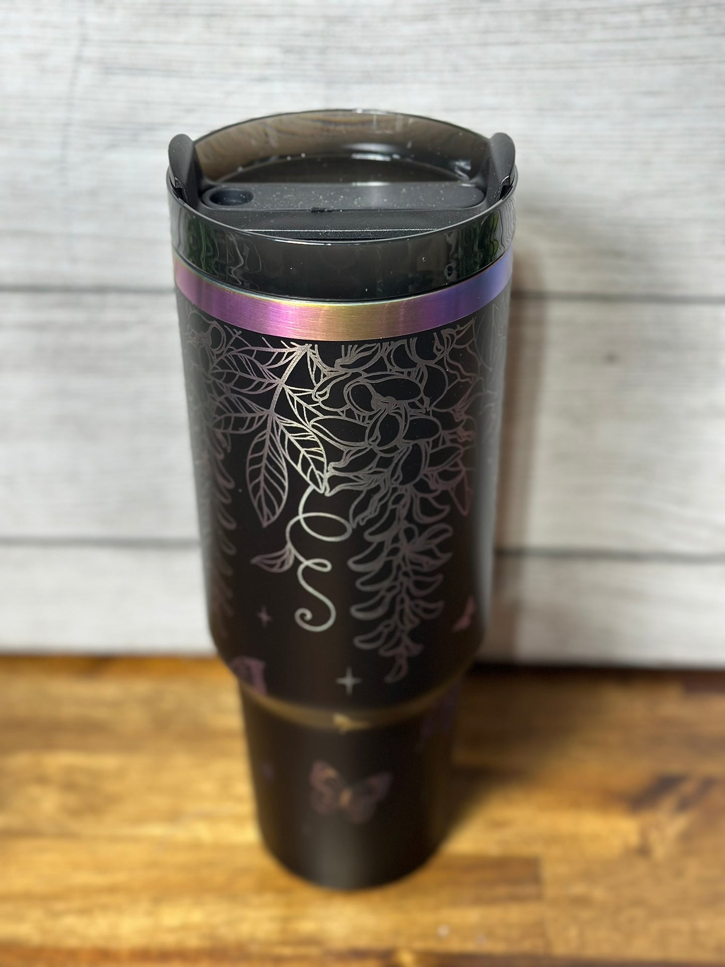Wisteria Floral Laser Engraved Ombre Tumbler