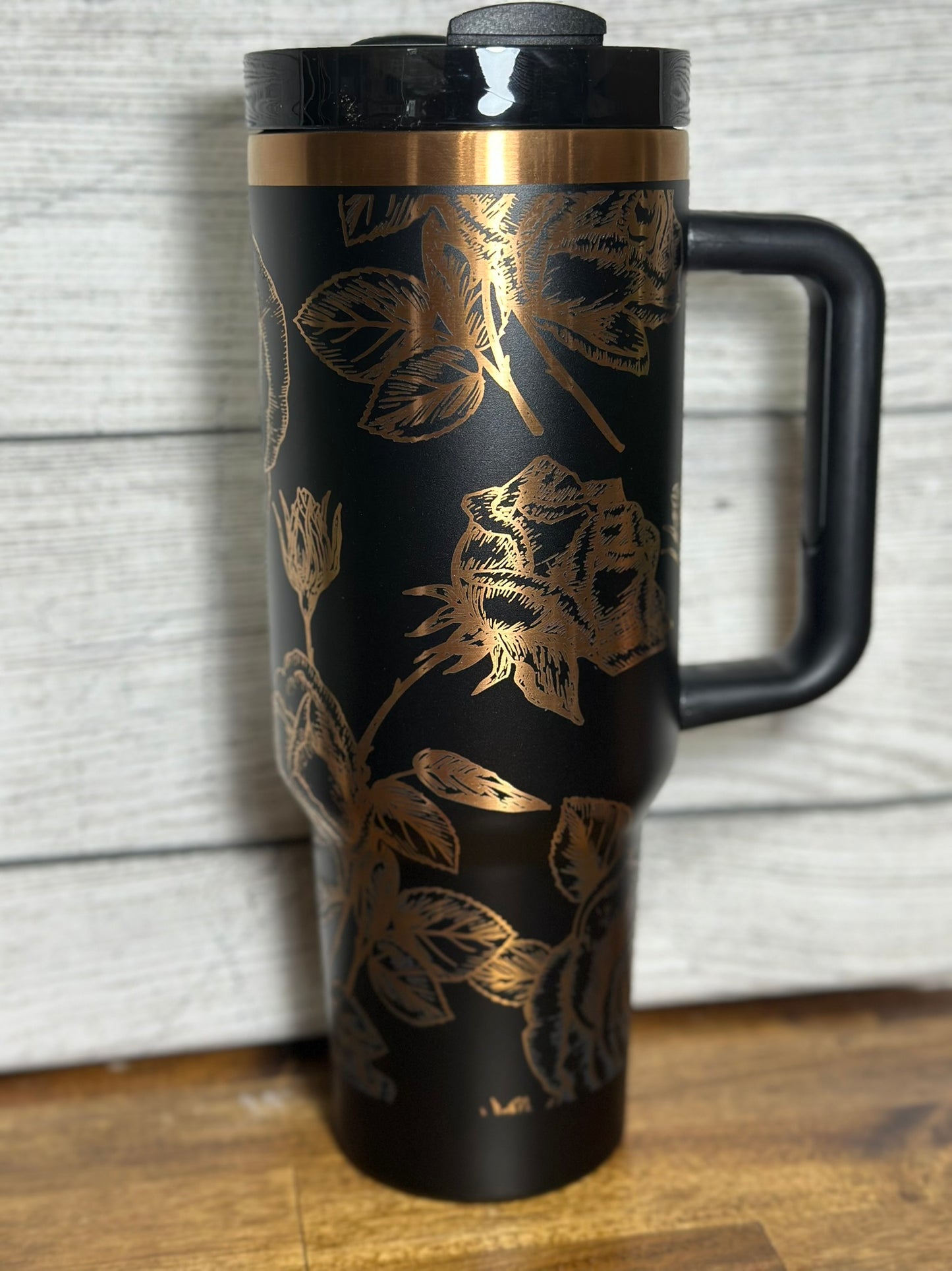 Vintage Rose Copper Plated Laser Engraved 40 oz tumbler