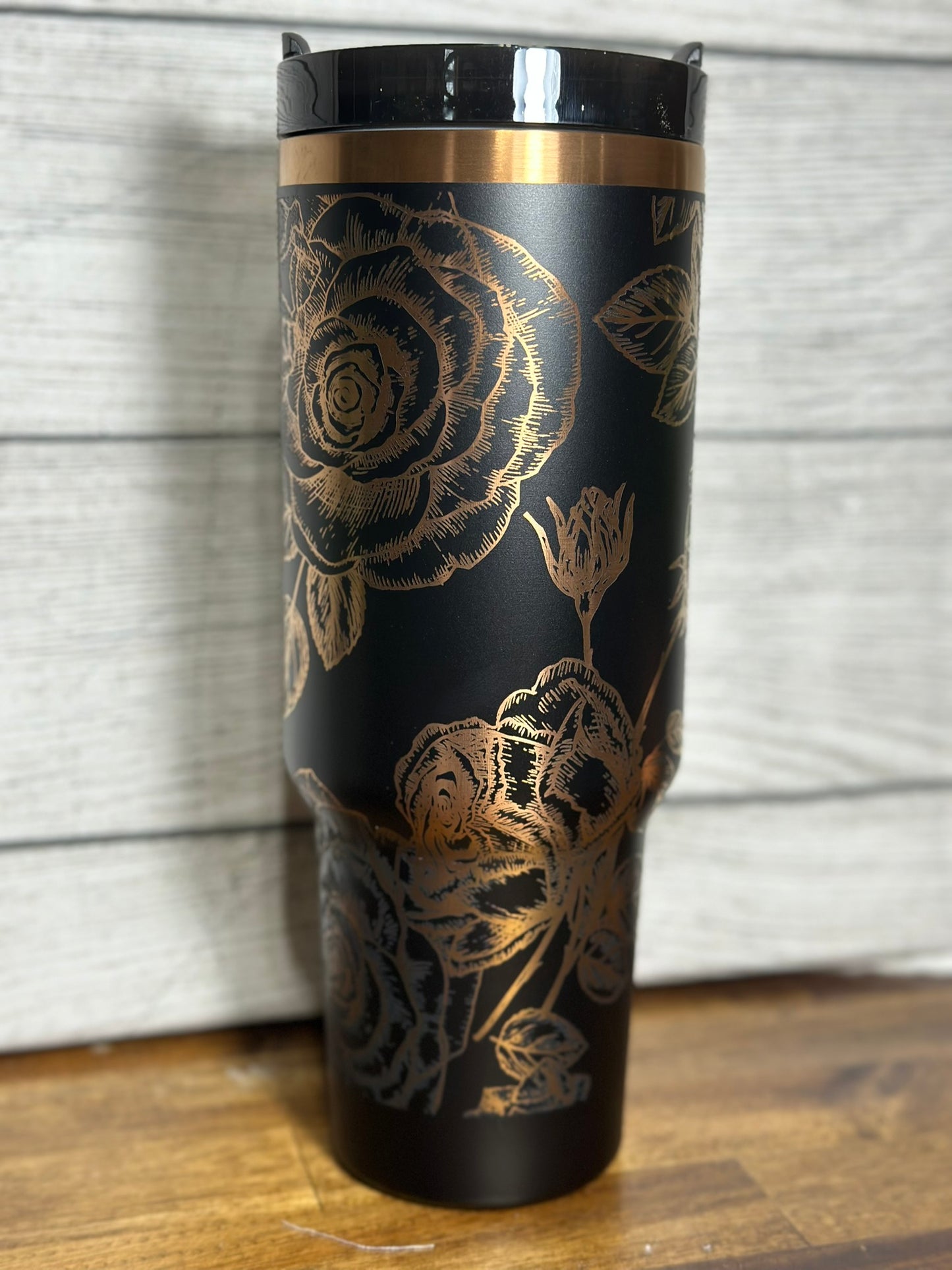 Vintage Rose Copper Plated Laser Engraved 40 oz tumbler