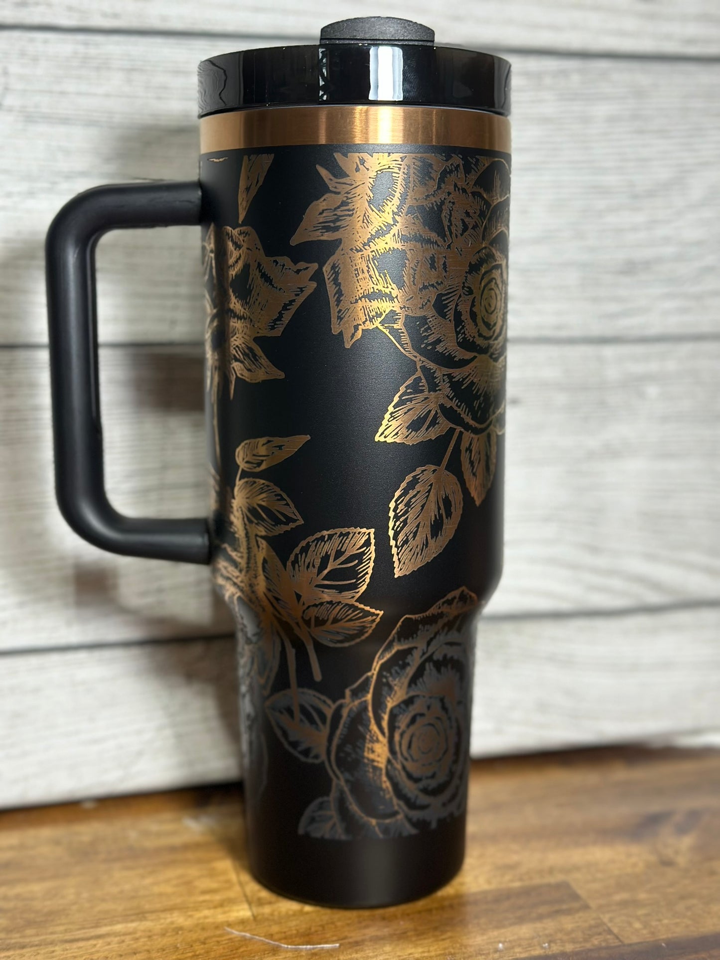 Vintage Rose Copper Plated Laser Engraved 40 oz tumbler