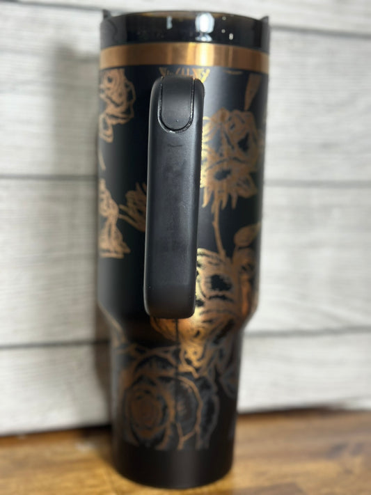 Vintage Rose Copper Plated Laser Engraved 40 oz tumbler