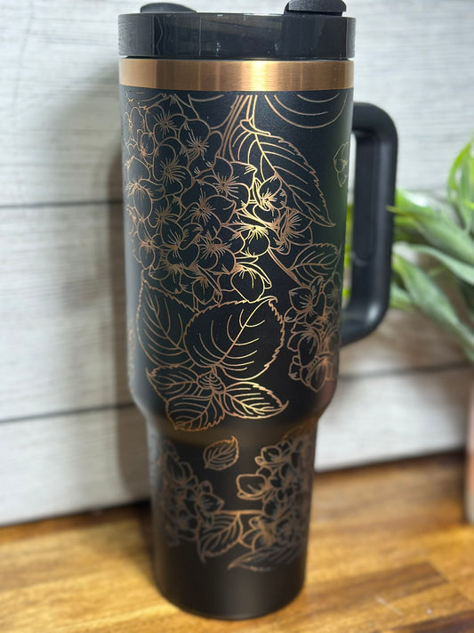 Hydrangea Copper Plated Laser Engraved Tumbler - 40 oz