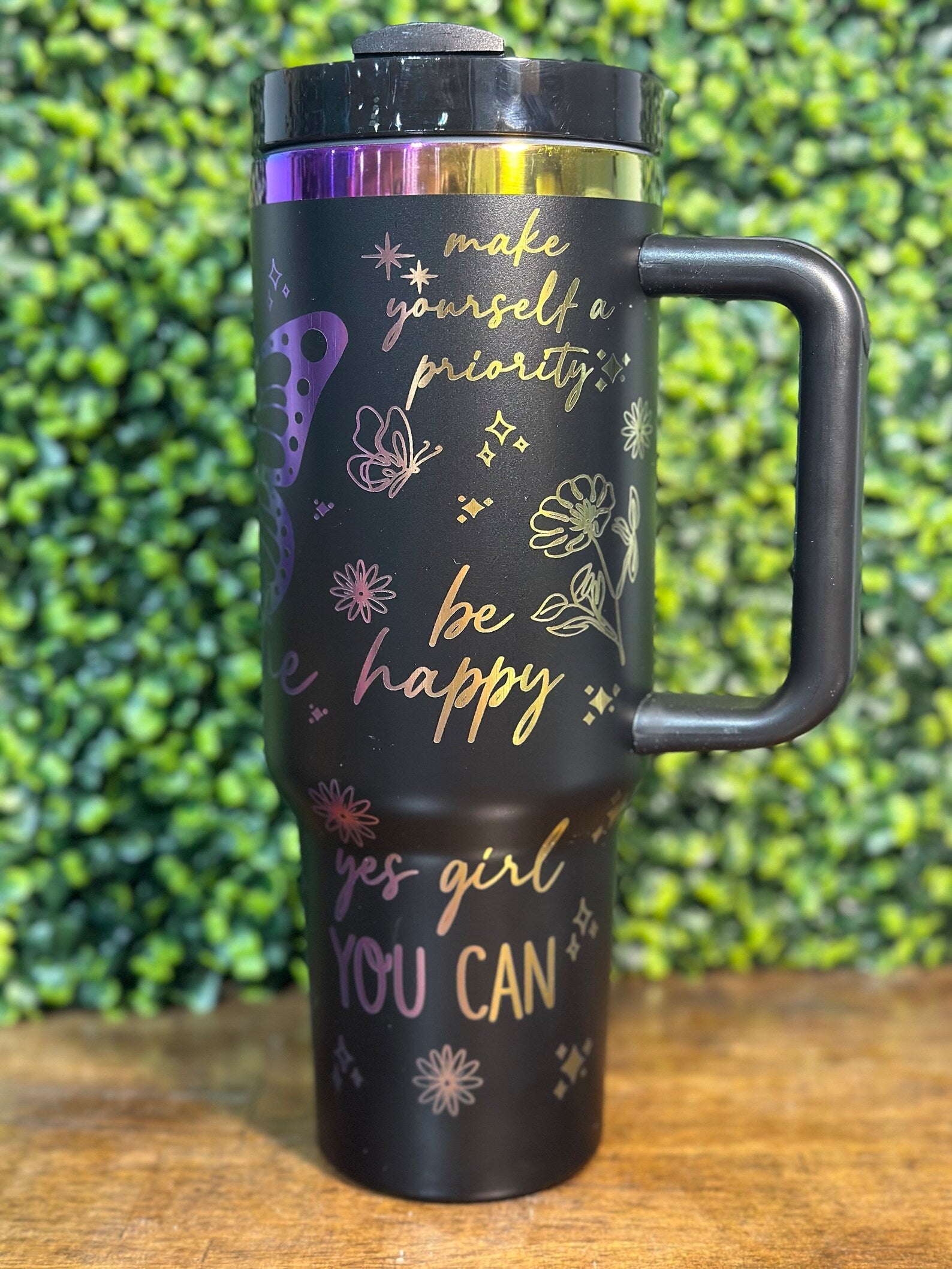 Stay Positive with this Gorgeous Rainbow Plated 40 oz Tumbler - Just Breathe image 5