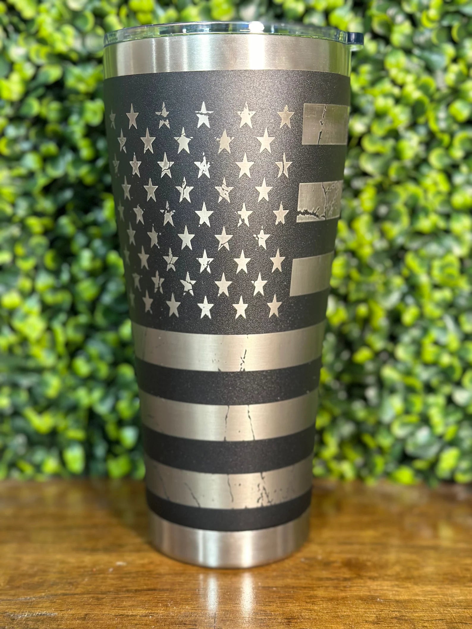 Patriotic Laser-Engraved Tumbler with American Flag Design - 30 oz image 2