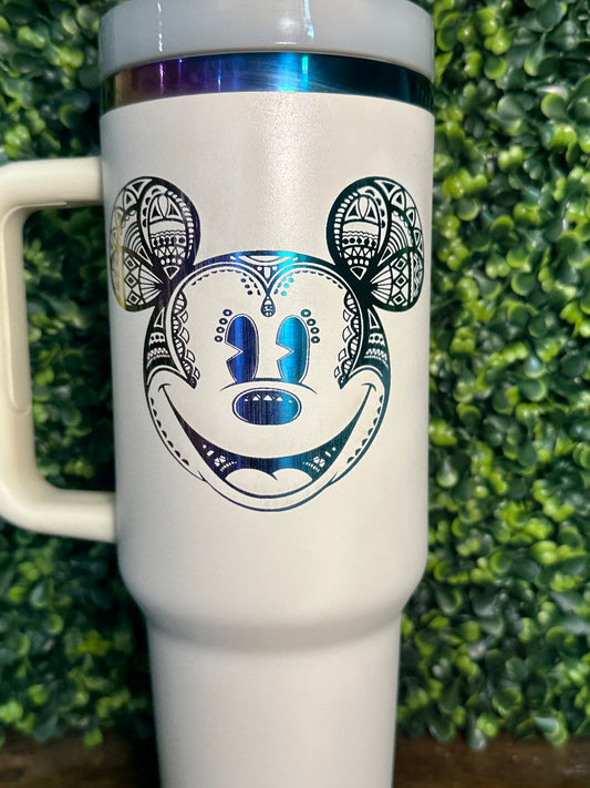 Rainbow Plated Mickey Mouse Tumbler / 40 ounce w/ Handle image 0