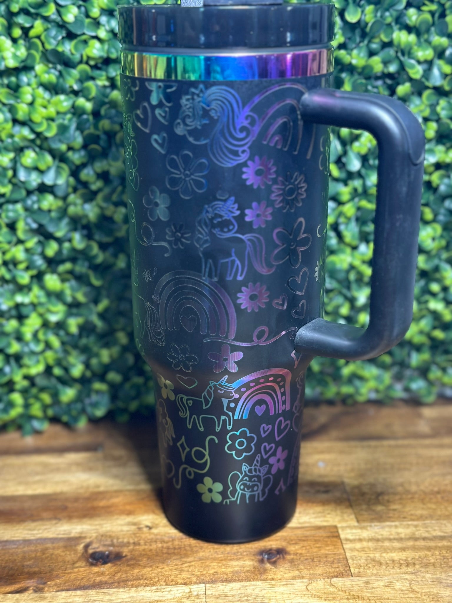 Unicorn and Rainbow w/ Rainbow Plating 40 Ounce Tumbler image 0