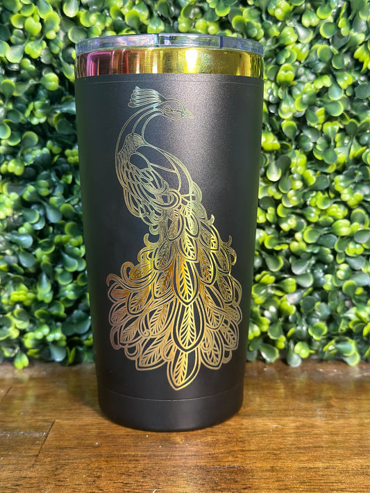 Gorgeous Peacock Tumbler / Rainbow Plated Stainless Steel image 0