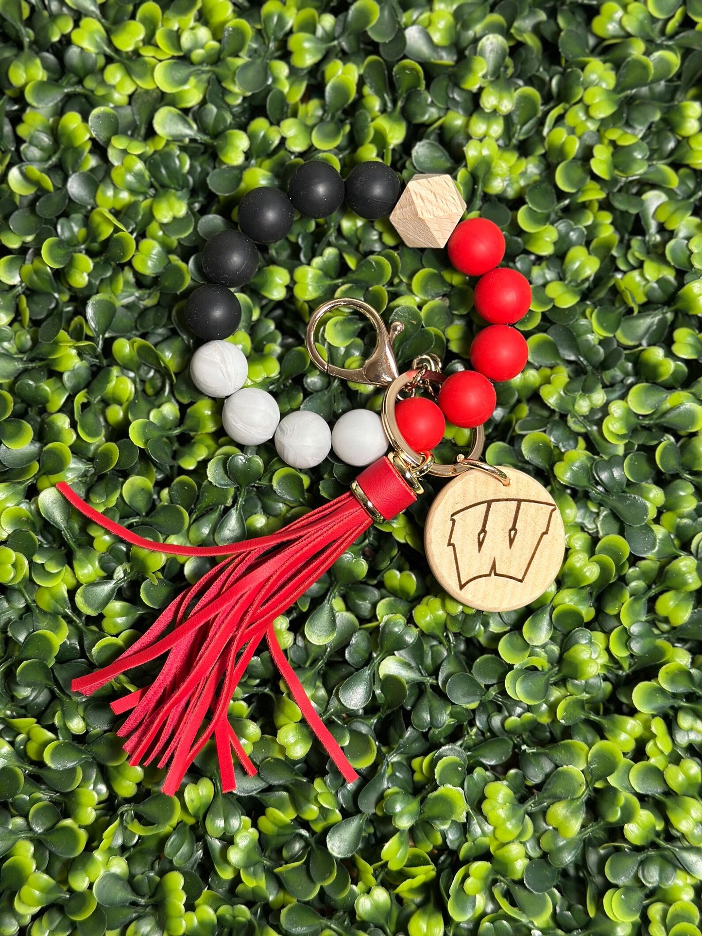 Customizable Silicone Beaded Keychain - engravable school logo image 2